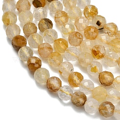 Grade A Natural Yellow Hematoid Quartz Beads Strands&nbsp;G-L642-F04-4mm