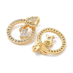 Brass Micro Pave Cubic Zirconia Pendants&nbsp;KK-Q068-28G
