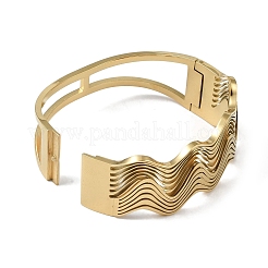 304 Stainless Steel Hollow Wavy Hinged Bangles for Women&nbsp;BJEW-U002-13G