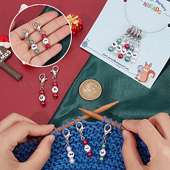 Christmas Theme Acrylic Beaded Locking Stitch Markers&nbsp;HJEW-PH01755