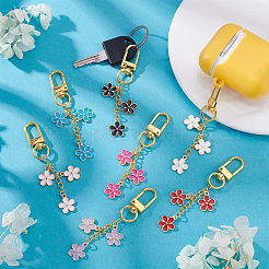 14Pcs 7 Colors Alloy Enamel Flower Pendant Decorations&nbsp;HJEW-PH02023