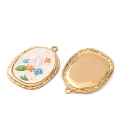 304 Stainless Steel & Cloth Embroidered Pendants&nbsp;FB-CBAFBAF-01G