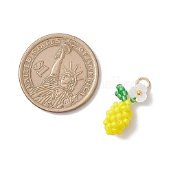 Glass Seed Beaded Lemon with Flower Pendants&nbsp;PALLOY-MZ00854