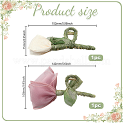 2Pcs 2 Styles Zinc Alloy and Polyester Claw Hair Clips&nbsp;PHAR-GO0001-06