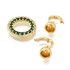 Brass Micro Pave Clear Cubic Zirconia Fold Over Clasps&nbsp;KK-U059-54G