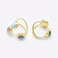 Natural Gemstone Cuff Rings&nbsp;RJEW-P068-07G