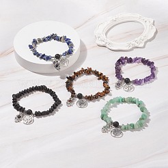 Natural Gemstone Chips Beaded Stretch Bracelet&nbsp;BJEW-JB08603