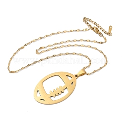 201 Stainless Steel Hollow Rugby Pendant Necklaces&nbsp;NJEW-D318-01G