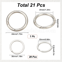 20Pcs 304 Stainless Steel Split Key Rings with 1Pc Alloy Spring Gate Rings&nbsp;FIND-SC0010-29