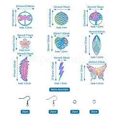 DIY 9 Shapes Colorful Filigree Joiners Stainless Steel Earring Making Kits&nbsp;DIY-BT0001-16MC