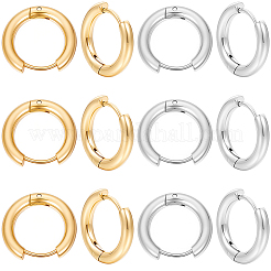 12Pairs 2 Colors 304 Stainless Steel Huggie Hoop Earrings&nbsp;EJEW-SC0001-96
