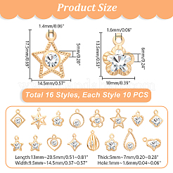 160Pcs 16 Styles Rack Plating Eco-Friendly Iron Pendants&nbsp;IFIN-GA0001-61