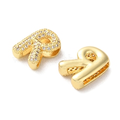 Rack Plating Brass Micro Pave Cubic Zirconia Slide Charms&nbsp;KK-C084-34G-R