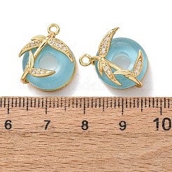 Brass Micro Pave Clear Cubic Zirconia Pendants&nbsp;KK-K422-08G