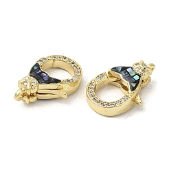 Brass Micro Pave Clear Cubic Zirconia Lobster Claw Clasps&nbsp;KK-K385-009G