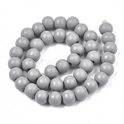 Painted Natural Wood Beads Strands&nbsp;WOOD-S053-54M