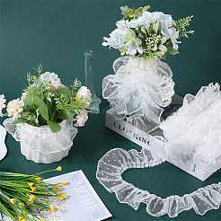 10M Polyester Pleated Lace Trim Ribbon&nbsp;DIY-GF0009-03C