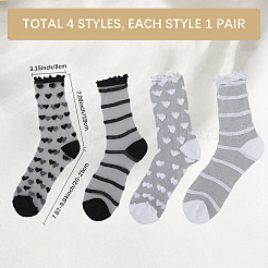 EATCABIN 4 Pairs 4 Styles Nylon Glass Silk Socks for Women Girls&nbsp;AJEW-CN0004-33