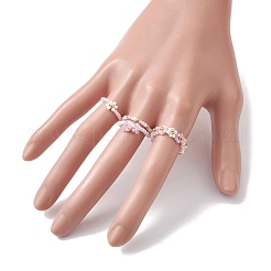 4Pcs 4 Style Glass Seed Beaded Stretch Finger Rings&nbsp;RJEW-JR00661-04