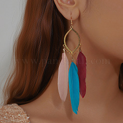 Alloy Horse Eye with Feather Dangle Earrings&nbsp;FS-WGC7A14-06