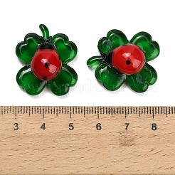 Handamde Lampwork Clover with Beetle Ornament&nbsp;LAMP-C024-01