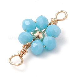 10Pcs 10 Colors Electroplated Faceted Glass Copper Wire Wrapped Connector Charms&nbsp;PALLOY-JF02594-01