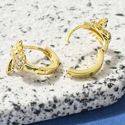 Brass Clear Cubic Zirconia Hoop Earrings&nbsp;EJEW-M047-05G