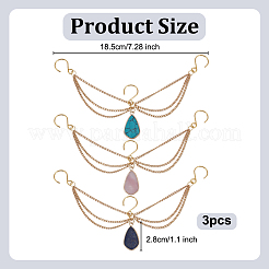 3Pcs Natural Rose Quartz Lapis Lazuli & Synthetic Turquoise Teardrop Charm Chain for Planters Decoration&nbsp;HJEW-OC00099
