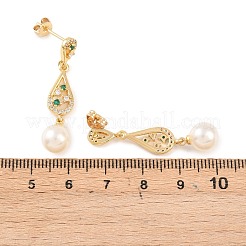 Teardrop Brass Micro Pave Cubic Zirconia Dangle Stud Earrings&nbsp;EJEW-C172-08G