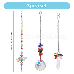 3Pcs Glass Dragonfly Hanging Suncatchers&nbsp;HJEW-FH00221