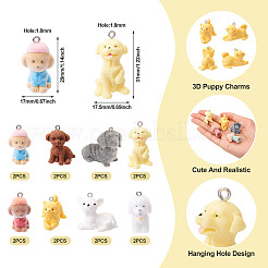 16Pcs 8 Styles Flocky Resin Pendants&nbsp;RESI-TA0003-61