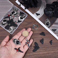 32Pcs 8 Styles Gothic Halloween Theme Alloy Enamel Pendants&nbsp;FIND-BM0001-20
