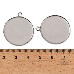 Flat Round 304 Stainless Steel Bezel Pendant Trays&nbsp;STAS-NH0001-04P-02