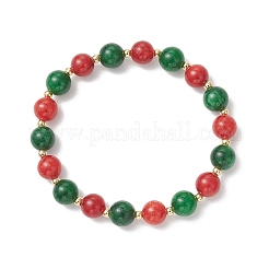 3Pcs Dyed Natural Malaysia Jade & Brass Round Beads Stretch Bracelets for Women Men&nbsp;BJEW-JB13445