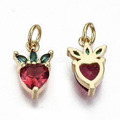Brass Micro Pave FireBrick Cubic Zirconia Charms&nbsp;ZIRC-S067-154-NF