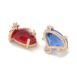 Brass Micro Pave Cubic Zirconia with Glass Charms&nbsp;KK-G517-08G