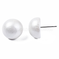 Painted Half Round Schima Wood Earrings for Girl Women&nbsp;EJEW-T017-02H