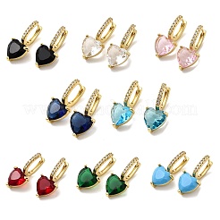 Brass Micro Pave Cubic Zirconia Heart Hoop Earrings&nbsp;EJEW-H171-07G
