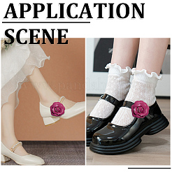 Imitation Leather Shoe Buckle Clips with Iron Clip&nbsp;FIND-CL0001-92B