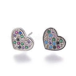 Brass Cubic Zirconia Stud Earrings&nbsp;X-EJEW-E239-09P