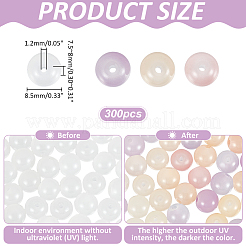 300Pcs Transparent Glass UV Reactive Beads&nbsp;DGLA-ME0001-04