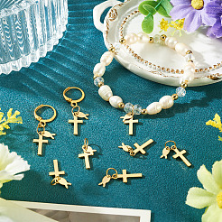 10Pcs Cross with Fish Brass Pendants&nbsp;PALLOY-TAC0271