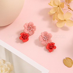 4 Pairs 2 Colors Zinc Alloy Resin Dangle Stud Earrings&nbsp;EJEW-GO0002-04