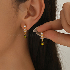Brass Teardrop Dangle Stud Earrings&nbsp;LS-SW0277
