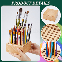 Square Beechwood Pen Holder&nbsp;ODIS-WH0025-268