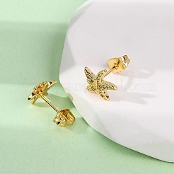 Brass Micro Pave Clear Cubic Zirconia Earrings&nbsp;LS-EJEW-D328-03G-03