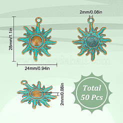 50Pcs Tibetan Style Zinc Alloy Solar Eclipse Pendants&nbsp;TIBEP-SC0003-15