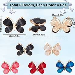 20Pcs 5 Colors Light Gold Plated Alloy Glass Pendants&nbsp;GLAA-SC0002-32