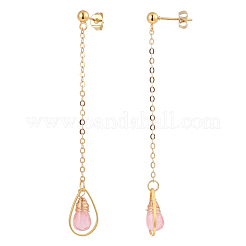 Wire Wrapped Natural & Synthetic Gemstone Dangle Stud Earrings&nbsp;EJEW-JE04061