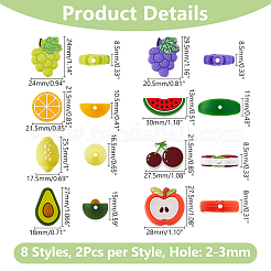 16Pcs 8 Styles Food Grade Eco-Friendly Silicone Focal Beads&nbsp;SIL-DC0001-55